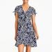 J. Crew Dresses | J Crew | Blue Floral Print Faux Wrap Dress | Ruffle Trim Tie Sleeves | Color: Blue/White | Size: 10