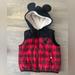 Disney Jackets & Coats | Boys Plaid Mickey Mouse Vest | Color: Black/Red | Size: 18mb