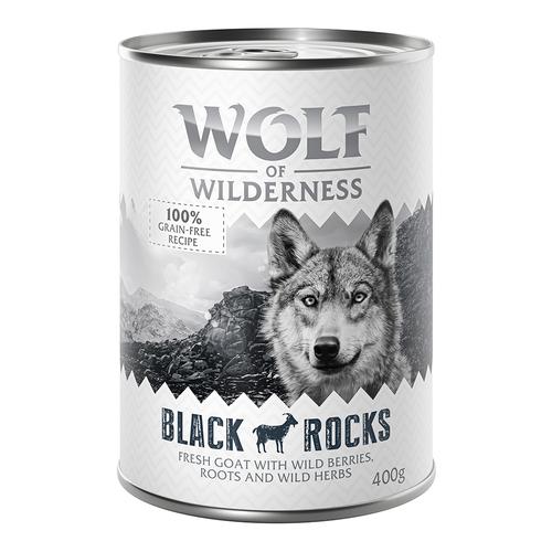 6x400g Adult Black Rocks - Ziege Wolf of Wilderness Hundefutter nass getreidefrei