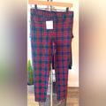 Zara Pants & Jumpsuits | M Zara Plaid Navy Red Pant Leggings | Color: Blue/Red | Size: M