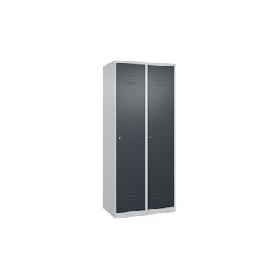 C+P Spind Classic PLUS, 2 Abteile, HxBxT 185x80x50cm, Zylinderschloss, Hellgrau/Anthrazit von PROREGAL Image