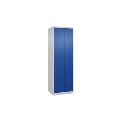 C+P Doppel-Spind Classic PLUS, 2 Abteile, HxBxT 185x60x50cm, Zylinderschloss, Hellgrau/Enzianblau von PROREGAL Image