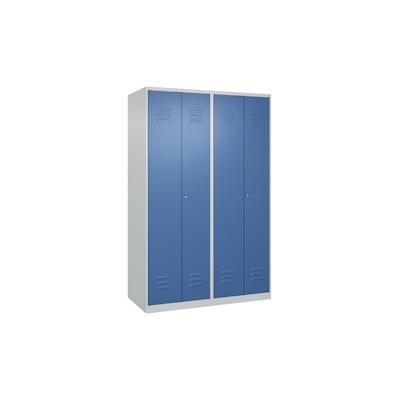 C+P Doppel-Spind Classic PLUS, 4 Abteile, HxBxT 185x120x50cm, Zylinderschloss, Hellgrau/Fernblau von PROREGAL Image
