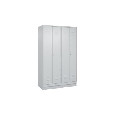 C+P Doppel-Spind Classic PLUS, Sockel, 4 Abteile, HxBxT 195x120x50cm, Zylinderschloss, Hellgrau/Hellgrau von PROREGAL Image