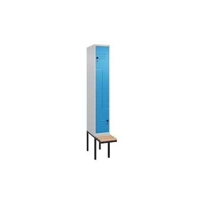 C+P Z-Spind Classic PLUS, Kunststoff untergebaute Sitzbank, 2 Abteile, HxBxT 212x40x82cm, Zylinderschloss, Verkehrsweiß von PROREGAL Image