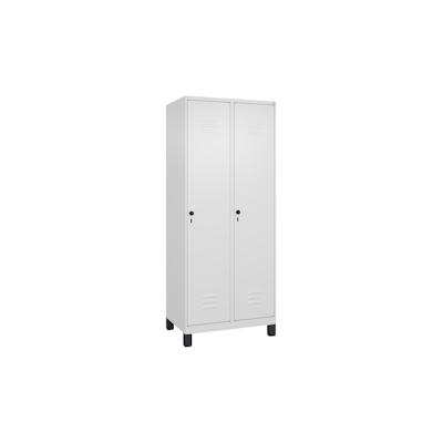 C+P Spind Classic PLUS, Füßen, 2 Abteile, HxBxT 195x80x50cm, Sicherheitsdrehriegel, Verkehrsweiß von PROREGAL Image