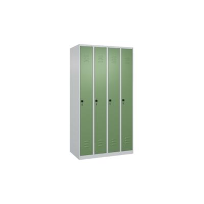 C+P Spind Classic PLUS, 4 Abteile, HxBxT 185x100x50cm, Sicherheitsdrehriegel, Hellgrau/Resedagrün von PROREGAL Image