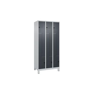 C+P Z-Spind Classic PLUS, Füßen, 6 Abteile, HxBxT 195x90x50cm, Sicherheitsdrehriegel, Hellgrau/Anthrazit von PROREGAL Image