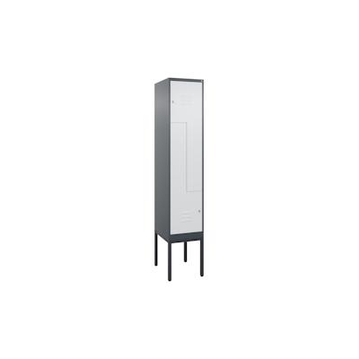C+P Z-Spind Classic PLUS, Gestell, 2 Abteile, HxBxT 212x40x50cm, Zylinderschloss, Anthrazit/Hellgrau von PROREGAL Image
