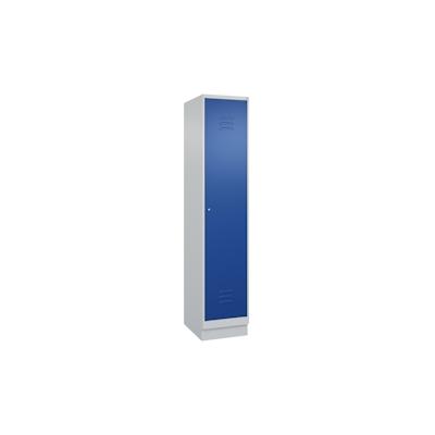 C+P Spind Classic PLUS, Sockel, 1 Abteil, HxBxT 195x40x50cm, Zylinderschloss, Hellgrau/Enzianblau von PROREGAL Image