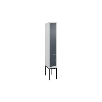 C+P Z-Spind Classic PLUS, Gestell, 2 Abteile, HxBxT 212x30x50cm, Zylinderschloss, Hellgrau/Anthrazit von PROREGAL Image