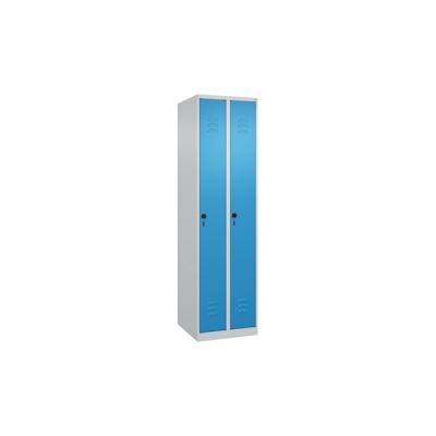 C+P Spind Classic PLUS, 2 Abteile, HxBxT 185x50x50cm, Sicherheitsdrehriegel, Hellgrau/Lichtblau von PROREGAL Image