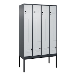 C+P Z-Spind Classic PLUS, Gestell, 8 Abteile, HxBxT 212x120x50cm, Sicherheitsdrehriegel, Anthrazit/Hellgrau von PROREGAL Image