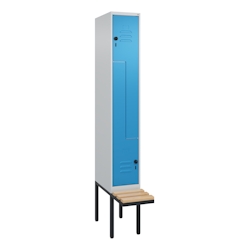 C+P Z-Spind Classic PLUS, Kunststoff untergebaute Sitzbank, 4 Abteile, HxBxT 212x60x82cm, Sicherheitsdrehriegel, Hellgrau/Hellgrau von PROREGAL Image