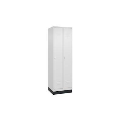 C+P Spind Classic PLUS, Sockel, 2 Abteile, HxBxT 195x60x50cm, Zylinderschloss, Verkehrsweiß von PROREGAL Image