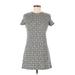 Divided by H&M Casual Dress - Mini Crew Neck Short sleeves: Gray Plaid Dresses - Women's Size 6