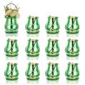 NUPTIO Tea light Holders Hanging: Tealight Candle Holders Set of 12 Mercury Green Glass Garden Candle Lanterns Outdoor Small Pack for Christmas Wedding centrepieces for Tables