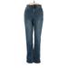 DG^2 by Diane Gilman Jeans - Mid/Reg Rise Boot Cut Boyfriend: Blue Bottoms - Women's Size 0 - Dark Wash