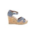 TOMS Wedges: Slip-on Platform Boho Chic Blue Shoes - Women's Size 5 1/2 - Open Toe