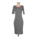 Lularoe Casual Dress - Sheath Scoop Neck Short sleeves: Gray Color Block Dresses - Women's Size Small