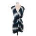 ViX by Paula Hermanny Casual Dress - Wrap: Teal Chevron/Herringbone Dresses - Women's Size X-Small Petite
