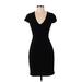 Express Casual Dress - Sheath Plunge Short sleeves: Black Print Dresses - Women's Size X-Small