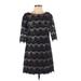 Jessica Howard Casual Dress - Party Boatneck 3/4 sleeves: Black Print Dresses - Women's Size 10 Petite