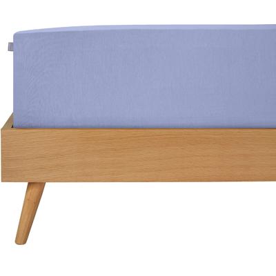 Spannbettlaken SCHIESSER "Elli aus 97% Baumwolle und 3% Elasthan", lila (lavendel), B:150cm L:200cm, Jersey-Elasthan, Obermaterial: 97% Baumwolle, 3% Elasthan, Laken, für hohe Matratzen und Boxspringbetten, MADE IN GREEN by OEKO-TEX Image