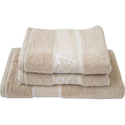 Handtuch DYCKHOFF "Maritim, Voyage", beige (greige), B:50cm L:100cm, Frottier, Obermaterial: 100% Baumwolle, Handtücher (Packung) Image