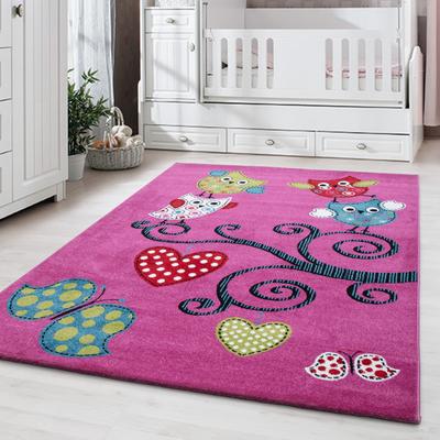 Kinderteppich AYYILDIZ TEPPICHE "KIDS 420", lila, B:120cm H:11mm L:170cm, Polypropylen, Teppiche, strapazierfähig / pflegeleicht/ Kurzflor/ Eulen Motiv Image