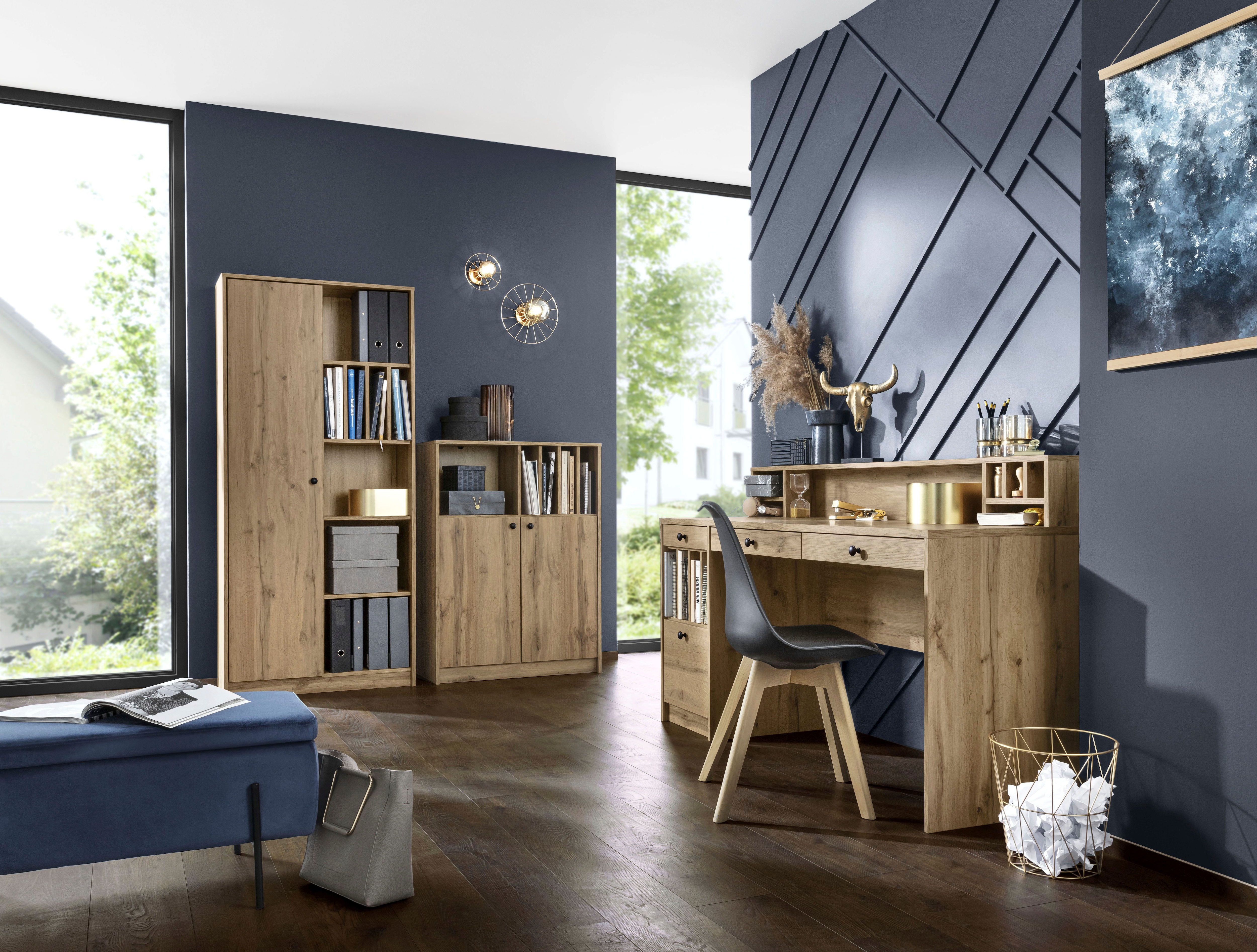 „Aktenschrank HOME AFFAIRE „“Licia““ Schränke Gr. B/H/T: 81,5 cm x 179 cm x 35 cm, braun (eiche natur) Aktenschränke Aktenschrank „“Licia““, Breite 81,5 cm“