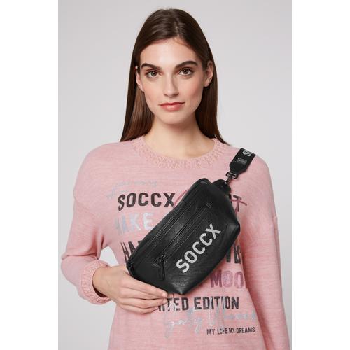 Gürteltasche SOCCX Gr. B/H/T: 26 cm x 14 cm x 3 cm, schwarz Damen Taschen Gürteltaschen mit kleinem Vorfach