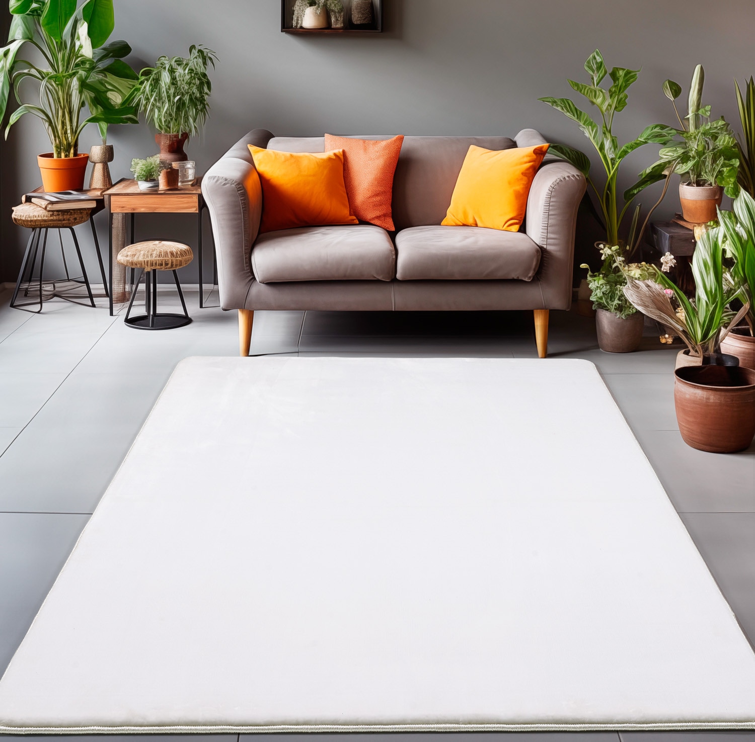 Teppich AYYILDIZ TEPPICHE "LUXY 5200", weiß, B:160cm H:13mm L:230cm, Polyester, Teppiche, sehr weiche Oberfläche, pflegeleicht, Kurzflorteppich Image