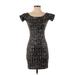 Dress the Population Cocktail Dress - Bodycon Scoop Neck Short sleeves: Silver Dresses - Women's Size Small