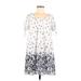 Siren Lily Casual Dress - Mini Scoop Neck Short sleeves: White Print Dresses - Women's Size Medium