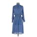 Casual Dress - Shirtdress: Blue Paisley Dresses - Women's Size 6 Petite