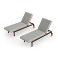 NewAge Products Outdoor Furniture Monterey 81" Teak Reclining Chaise Lounge Chair w/ Cushions Set of 2 Wood/Metal in Brown/Gray/White | Wayfair