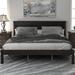 Red Barrel Studio® Jenisa Platform Bed, Platform Bed Frame w/ Headboard, Wood Slat Support, No Box Spring Needed Wood in White/Black | Wayfair