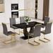 Ivy Bronx Katalya Rectangular 63" L x 37" W Restaurant Dining Set Wood/Upholstered in Black | 30 H x 37 W x 63 D in | Wayfair