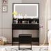 Brayden Studio® Cyarra Vanity Wood in Black | 55.3 H x 31.5 W x 15.7 D in | Wayfair ED3EC5FD8C21425B8FB04CAD91E00B61