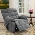 House of Hampton® Jallier Oversize 40.55" W Chenille Power Recliner, Heater, 180° Reclined, Flat Lay Chenille in Gray | Wayfair