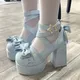 Lolita-Chaussures Mary Janes à Talons Hauts pour Femme Sandales Épaisses Escarpins à Plateforme