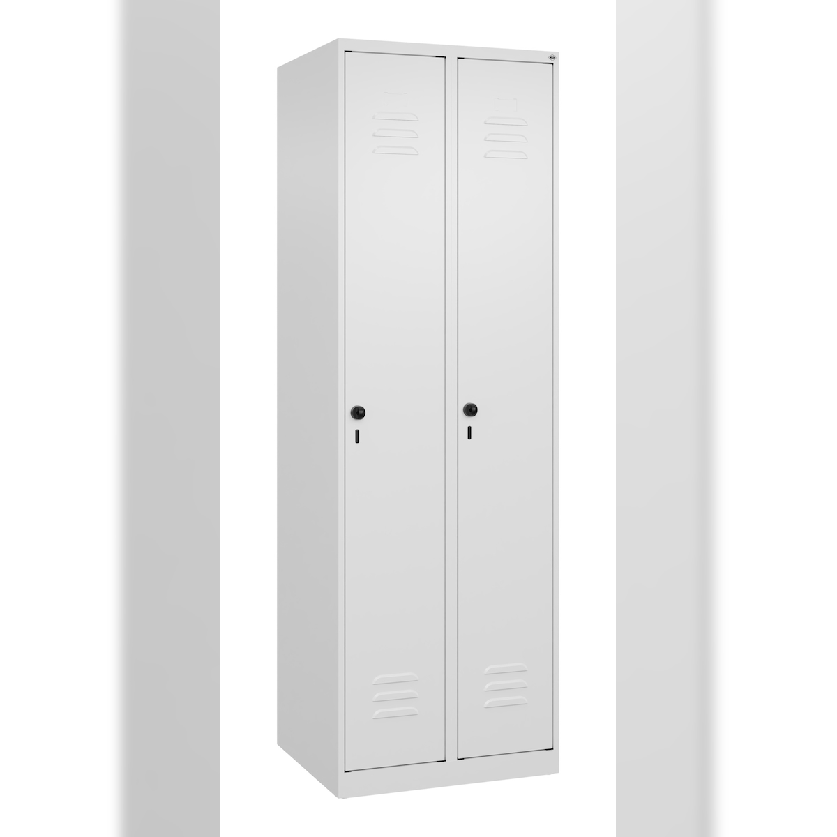 C+P Spind Classic PLUS, 2 Abteile, HxBxT 185x60x50cm, Sicherheitsdrehriegel, Verkehrsweiß von PROREGAL Image