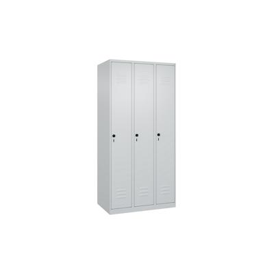 C+P Spind Classic PLUS, 3 Abteile, HxBxT 185x90x50cm, Sicherheitsdrehriegel, Hellgrau/Hellgrau von PROREGAL Image