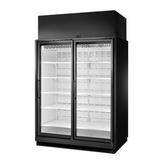 True TRM2M-BLK-WHT-1BLKRR-YN-4 66 1/2" 2 Section Supermarket Display Refrigerator, (2) Right Hinge Doors, Black, 208-240v | True Refrigeration