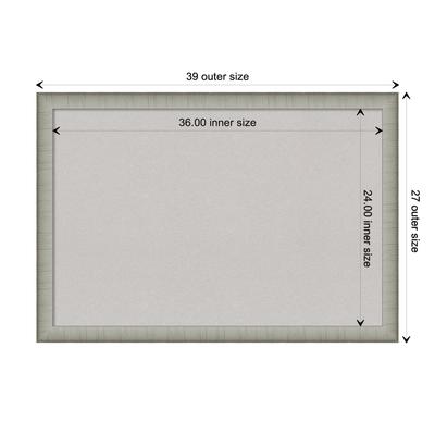 Elegant Brushed Pewter Narrow Framed Grey Corkboard Bulletin Board