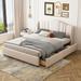 Queen Bed Frame with 4 Storage Drawers and Wingback Headboard, Upholstered Platform Bed with Storage, No Box Spring Needed