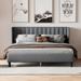 81"L King Size Wingback Platform Bed Frame with Headboard with Wood Slat Support