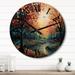 Designart "Colorful Neo Primal Forest Collage III" Landscapes Oversized Wood Wall Clock