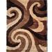 LA Rug Linens 3D Geometric Brown Beige Modern Swirl Shag Area Rug